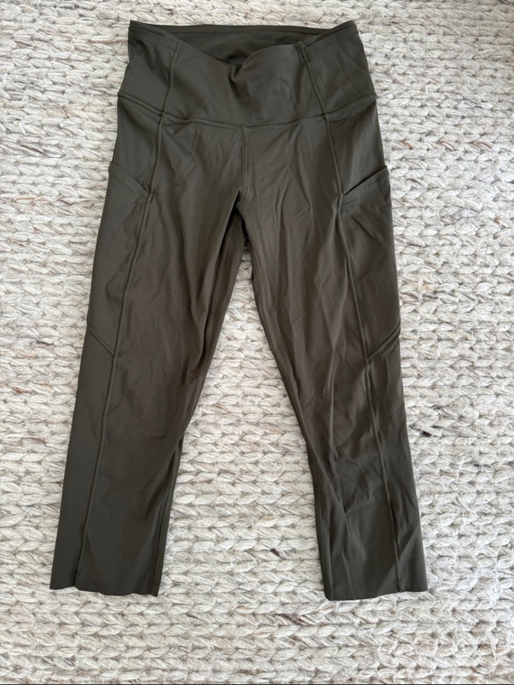Running Cropped Green Leggings Lululemon